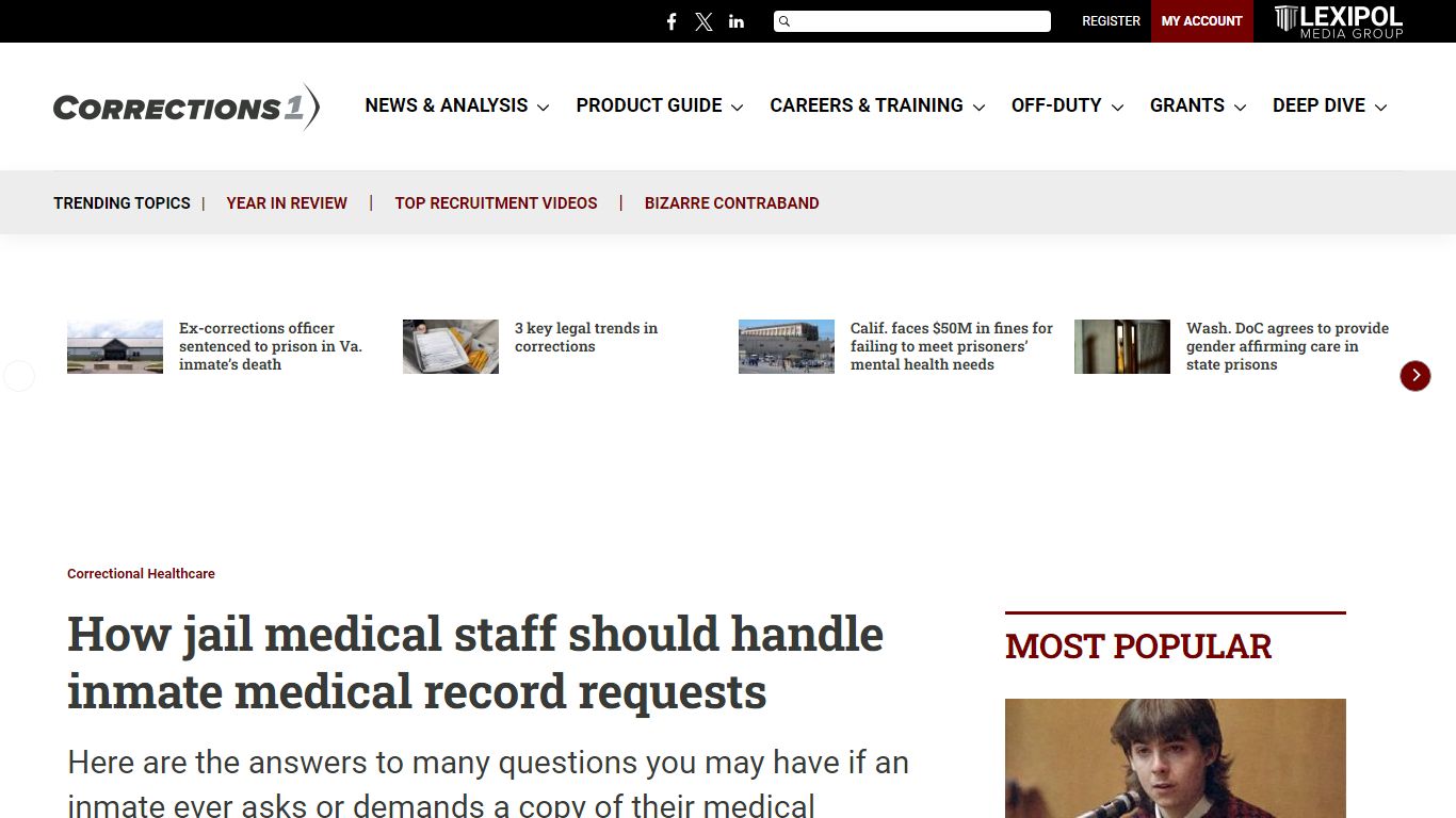 How jail medical staff should handle inmate medical record requests